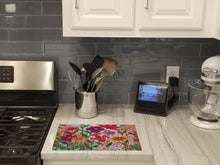 Load image into Gallery viewer, Fanciful Flowers Glass Cutting Boards – Durable, Decorative Kitchen Art Large PPD3015LCB
