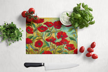 Load image into Gallery viewer, Poppy Garden Flowers Glass Cutting Boards – Durable, Decorative Kitchen Art Large PPD3020LCB