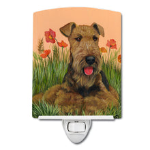 Load image into Gallery viewer, Airedale Terrier Poppies Ceramic Night Light PPP3003CNL