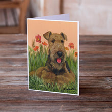 Load image into Gallery viewer, Airedale Terrier Poppies Greeting Cards -  Blank Note Cards – 8-Pack of Artist-Designed Cards with Envelopes
