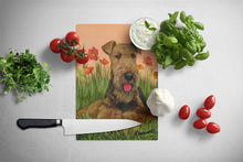 Load image into Gallery viewer, Airedale Terrier Poppies Glass Cutting Boards – Durable, Decorative Kitchen Art Large PPP3003LCB
