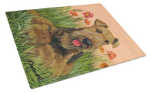 Load image into Gallery viewer, Airedale Terrier Poppies Glass Cutting Boards – Durable, Decorative Kitchen Art Large PPP3003LCB