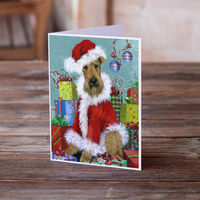 Load image into Gallery viewer, Airedale Santa Christmas Greeting Cards -  Blank Note Cards – 8-Pack of Artist-Designed Cards with Envelopes