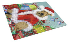 Load image into Gallery viewer, Airedale Santa Christmas Glass Cutting Boards – Durable, Decorative Kitchen Art Large PPP3004LCB
