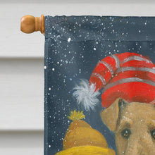 Load image into Gallery viewer, Airedale Snowpeople Christmas Flag Canvas House Size PPP3005CHF