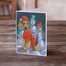 Load image into Gallery viewer, Airedale Snowpeople Christmas Greeting Cards -  Blank Note Cards – 8-Pack of Artist-Designed Cards with Envelopes