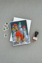 Load image into Gallery viewer, Airedale Snowpeople Christmas Greeting Cards -  Blank Note Cards – 8-Pack of Artist-Designed Cards with Envelopes