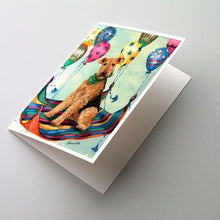 Load image into Gallery viewer, Airedale High Flyer Greeting Cards -  Blank Note Cards – 8-Pack of Artist-Designed Cards with Envelopes