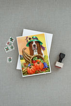 Load image into Gallery viewer, Basset Hound Autumn Greeting Cards -  Blank Note Cards – 8-Pack of Artist-Designed Cards with Envelopes