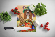 Load image into Gallery viewer, Basset Hound Autumn Glass Cutting Boards – Durable, Decorative Kitchen Art Large PPP3010LCB