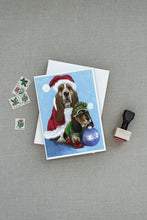 Load image into Gallery viewer, Basset Hound Santa Christmas Greeting Cards -  Blank Note Cards – 8-Pack of Artist-Designed Cards with Envelopes