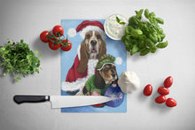 Load image into Gallery viewer, Basset Hound Santa Christmas Glass Cutting Boards – Durable, Decorative Kitchen Art Large PPP3012LCB