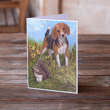 Load image into Gallery viewer, Beagle Hunter Hunted Greeting Cards -  Blank Note Cards – 8-Pack of Artist-Designed Cards with Envelopes