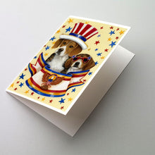 Load image into Gallery viewer, Beagle USA Greeting Cards -  Blank Note Cards – 8-Pack of Artist-Designed Cards with Envelopes