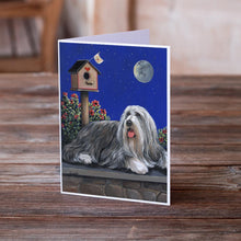 Load image into Gallery viewer, Bearded Collie Moon shine Greeting Cards -  Blank Note Cards – 8-Pack of Artist-Designed Cards with Envelopes