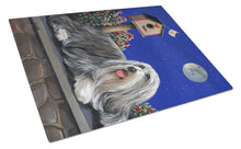 Load image into Gallery viewer, Bearded Collie Moon shine Glass Cutting Boards – Durable, Decorative Kitchen Art Large PPP3018LCB