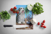 Load image into Gallery viewer, Bearded Collie Cool Summer Glass Cutting Boards – Durable, Decorative Kitchen Art Large PPP3019LCB