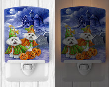 Load image into Gallery viewer, Bichon Frise Halloween Haunted House Ceramic Night Light PPP3022CNL