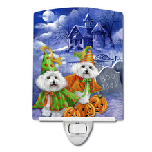 Load image into Gallery viewer, Bichon Frise Halloween Haunted House Ceramic Night Light PPP3022CNL