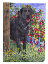 Load image into Gallery viewer, Black Labrador Retriever Flag Canvas House Size PPP3028CHF