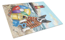 Load image into Gallery viewer, Boston Terrier Beach Baby Glass Cutting Boards – Durable, Decorative Kitchen Art Large PPP3032LCB