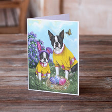 Load image into Gallery viewer, Boston Terrier Easter Bunny Greeting Cards -  Blank Note Cards – 8-Pack of Artist-Designed Cards with Envelopes