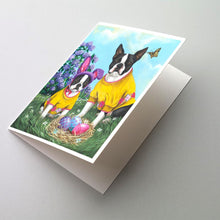 Load image into Gallery viewer, Boston Terrier Easter Bunny Greeting Cards -  Blank Note Cards – 8-Pack of Artist-Designed Cards with Envelopes