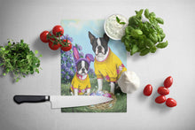 Load image into Gallery viewer, Boston Terrier Easter Bunny Glass Cutting Boards – Durable, Decorative Kitchen Art Large PPP3037LCB
