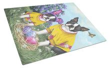 Load image into Gallery viewer, Boston Terrier Easter Bunny Glass Cutting Boards – Durable, Decorative Kitchen Art Large PPP3037LCB
