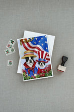 Load image into Gallery viewer, Boston Terrier USA Greeting Cards -  Blank Note Cards – 8-Pack of Artist-Designed Cards with Envelopes