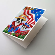 Load image into Gallery viewer, Boston Terrier USA Greeting Cards -  Blank Note Cards – 8-Pack of Artist-Designed Cards with Envelopes