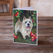Load image into Gallery viewer, Cairn Terrier Apples Greeting Cards -  Blank Note Cards – 8-Pack of Artist-Designed Cards with Envelopes