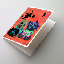 Load image into Gallery viewer, Cairn Terrier Pirates Halloween Greeting Cards -  Blank Note Cards – 8-Pack of Artist-Designed Cards with Envelopes