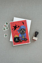 Load image into Gallery viewer, Cairn Terrier Black Pirate Halloween Greeting Cards -  Blank Note Cards – 8-Pack of Artist-Designed Cards with Envelopes