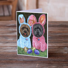 Load image into Gallery viewer, Cairn Terrier Easter Bunnies Greeting Cards -  Blank Note Cards – 8-Pack of Artist-Designed Cards with Envelopes