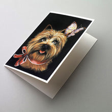 Load image into Gallery viewer, Cairn Terrier Butterfly Greeting Cards -  Blank Note Cards – 8-Pack of Artist-Designed Cards with Envelopes