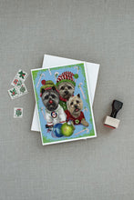 Load image into Gallery viewer, Cairn Terrier Christmas Elves Greeting Cards -  Blank Note Cards – 8-Pack of Artist-Designed Cards with Envelopes