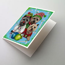 Load image into Gallery viewer, Cairn Terrier Christmas Elves Greeting Cards -  Blank Note Cards – 8-Pack of Artist-Designed Cards with Envelopes