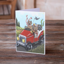 Load image into Gallery viewer, Cairn Terrier On the Move Greeting Cards -  Blank Note Cards – 8-Pack of Artist-Designed Cards with Envelopes
