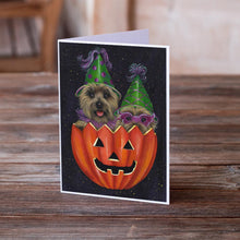 Load image into Gallery viewer, Cairn Terrier Halloween PeekaBoo Greeting Cards -  Blank Note Cards – 8-Pack of Artist-Designed Cards with Envelopes