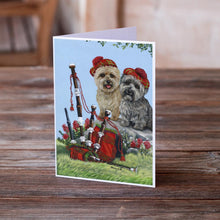 Load image into Gallery viewer, Cairn Terrier Pipers Greeting Cards -  Blank Note Cards – 8-Pack of Artist-Designed Cards with Envelopes