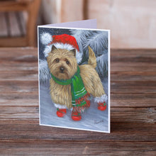 Load image into Gallery viewer, Cairn Terrier Christmas Red Boots Greeting Cards -  Blank Note Cards – 8-Pack of Artist-Designed Cards with Envelopes
