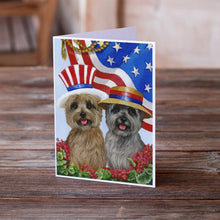 Load image into Gallery viewer, Cairn Terrier USA Greeting Cards -  Blank Note Cards – 8-Pack of Artist-Designed Cards with Envelopes