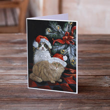 Load image into Gallery viewer, Cat Kitty Glitter Christmas Greeting Cards -  Blank Note Cards – 8-Pack of Artist-Designed Cards with Envelopes