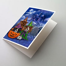Load image into Gallery viewer, Cavalier Spaniel Halloween House Greeting Cards -  Blank Note Cards – 8-Pack of Artist-Designed Cards with Envelopes