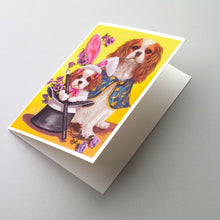 Load image into Gallery viewer, Cavalier Spaniel Easter Magic Greeting Cards -  Blank Note Cards – 8-Pack of Artist-Designed Cards with Envelopes