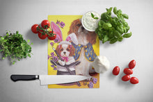 Load image into Gallery viewer, Cavalier Spaniel Easter Magic Glass Cutting Boards – Durable, Decorative Kitchen Art Large PPP3065LCB