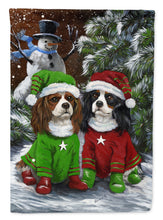 Load image into Gallery viewer, Cavalier Spaniel Snowman Christmas Flag Canvas House Size PPP3067CHF