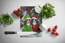 Load image into Gallery viewer, Cavalier Spaniel Snowman Christmas Glass Cutting Boards – Durable, Decorative Kitchen Art Large PPP3067LCB