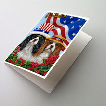 Load image into Gallery viewer, Cavalier Spaniel USA Greeting Cards -  Blank Note Cards – 8-Pack of Artist-Designed Cards with Envelopes